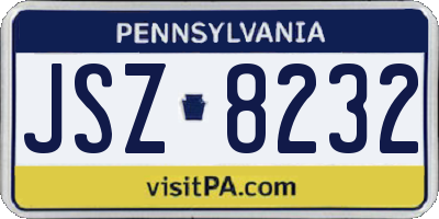PA license plate JSZ8232