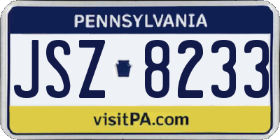 PA license plate JSZ8233