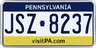 PA license plate JSZ8237