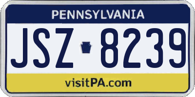 PA license plate JSZ8239