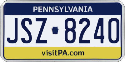 PA license plate JSZ8240