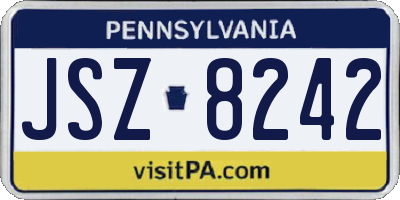 PA license plate JSZ8242