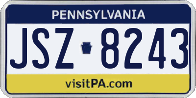 PA license plate JSZ8243