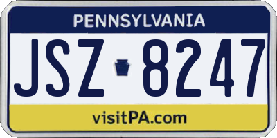 PA license plate JSZ8247