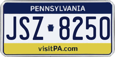 PA license plate JSZ8250