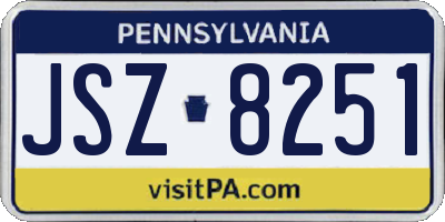 PA license plate JSZ8251