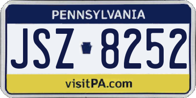 PA license plate JSZ8252