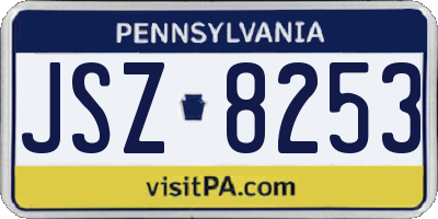 PA license plate JSZ8253