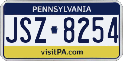 PA license plate JSZ8254