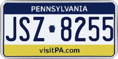 PA license plate JSZ8255