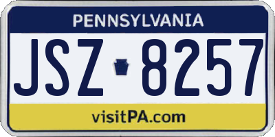 PA license plate JSZ8257
