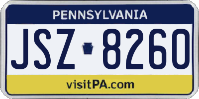 PA license plate JSZ8260