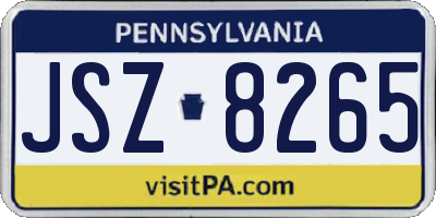 PA license plate JSZ8265