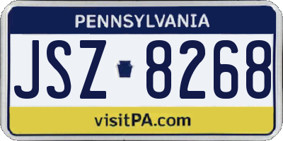 PA license plate JSZ8268