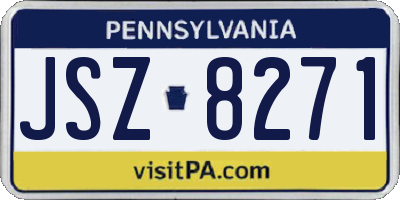 PA license plate JSZ8271