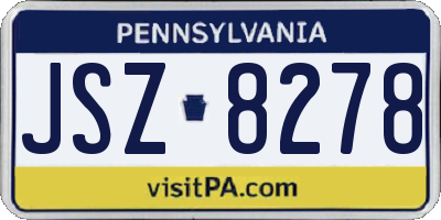 PA license plate JSZ8278
