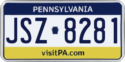 PA license plate JSZ8281
