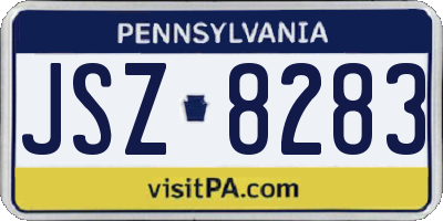 PA license plate JSZ8283