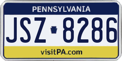 PA license plate JSZ8286