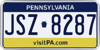 PA license plate JSZ8287