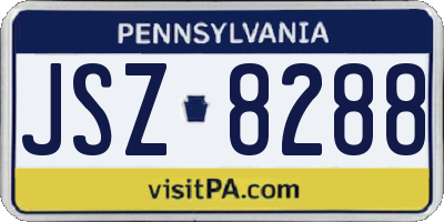 PA license plate JSZ8288