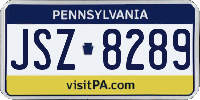 PA license plate JSZ8289