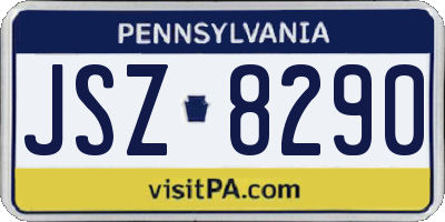 PA license plate JSZ8290