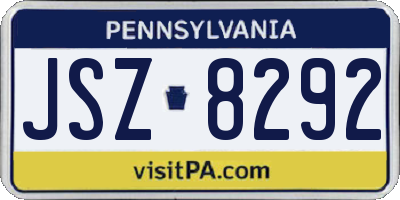 PA license plate JSZ8292