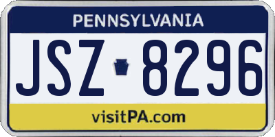 PA license plate JSZ8296