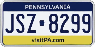 PA license plate JSZ8299