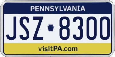 PA license plate JSZ8300