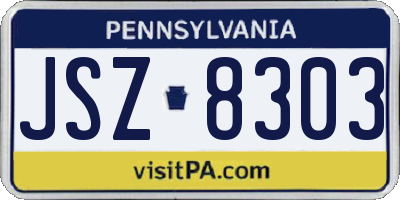PA license plate JSZ8303