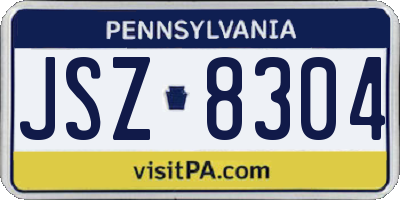 PA license plate JSZ8304