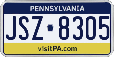 PA license plate JSZ8305