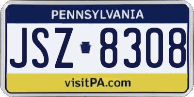 PA license plate JSZ8308