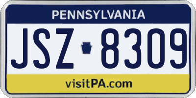 PA license plate JSZ8309