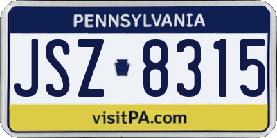 PA license plate JSZ8315