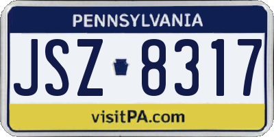 PA license plate JSZ8317