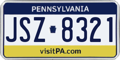 PA license plate JSZ8321