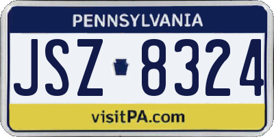 PA license plate JSZ8324