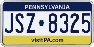 PA license plate JSZ8325