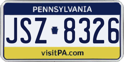 PA license plate JSZ8326