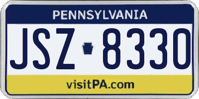 PA license plate JSZ8330