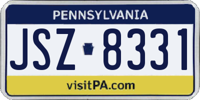 PA license plate JSZ8331
