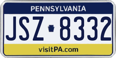 PA license plate JSZ8332