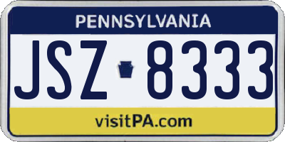 PA license plate JSZ8333