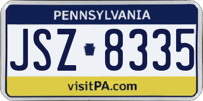 PA license plate JSZ8335