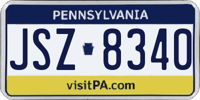PA license plate JSZ8340