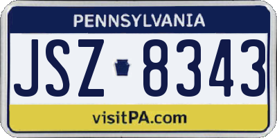 PA license plate JSZ8343