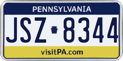 PA license plate JSZ8344